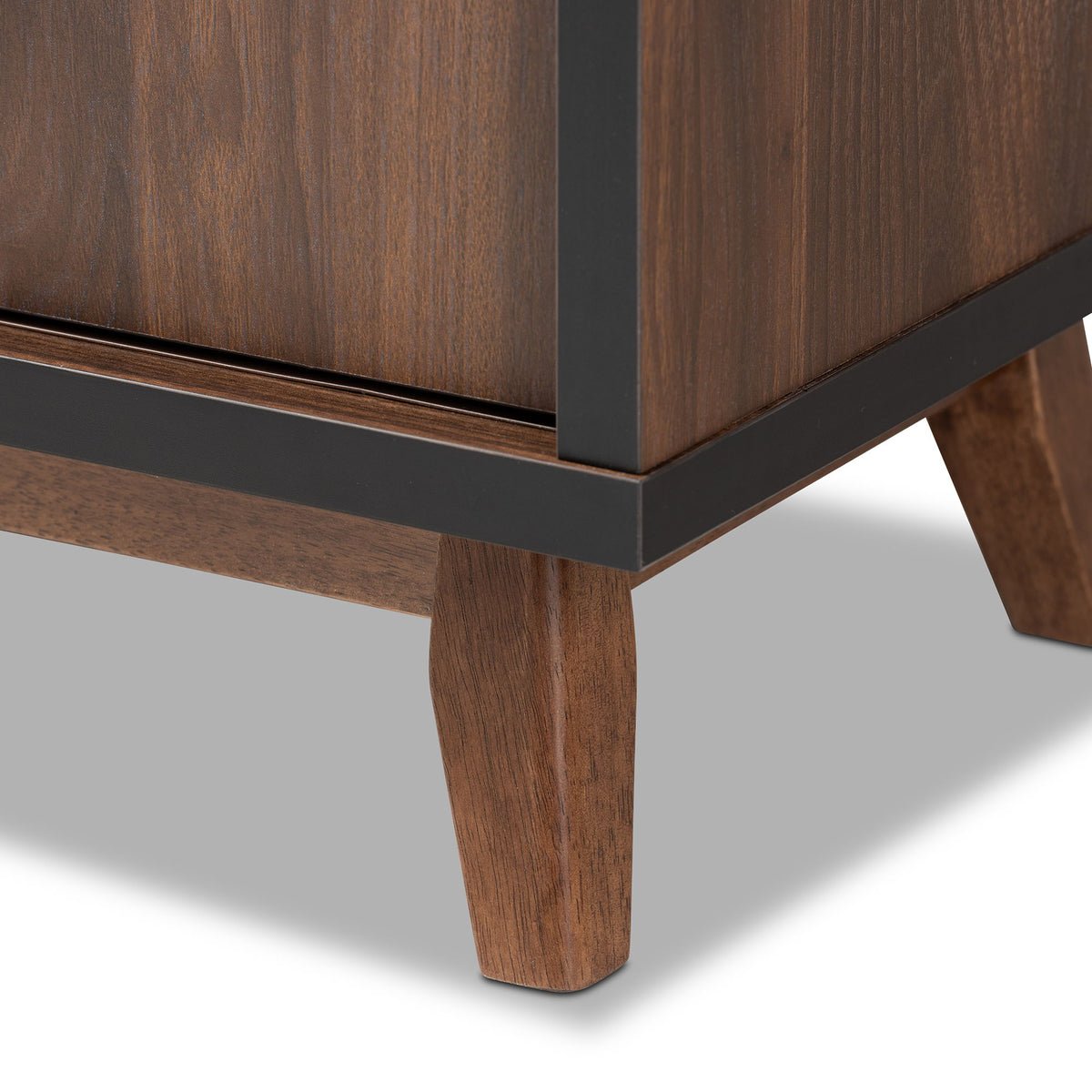 Margo Mid-Century Modern Two-Tone Walnut Brown and Black Finished Wood Wine Storage Cabinet