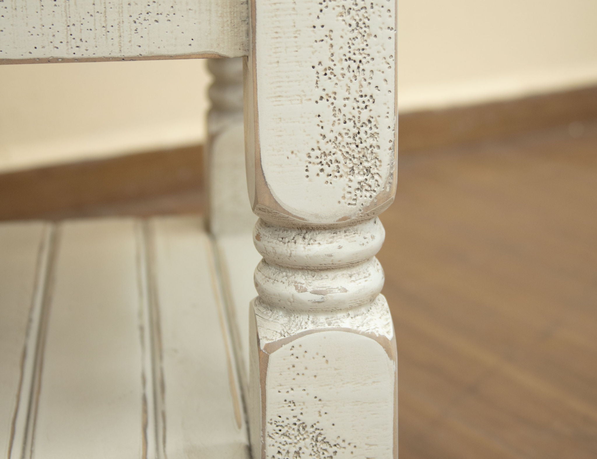 Stone - End Table - Antiqued Ivory / Weathered Gray