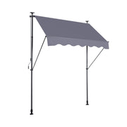 Manual Retractable Patio Awning, UV Resistant Polyester Sun Shade With No Drill Installation