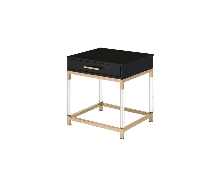 ACME Adiel - End Table - Black & Gold Finish | Meri Furniture