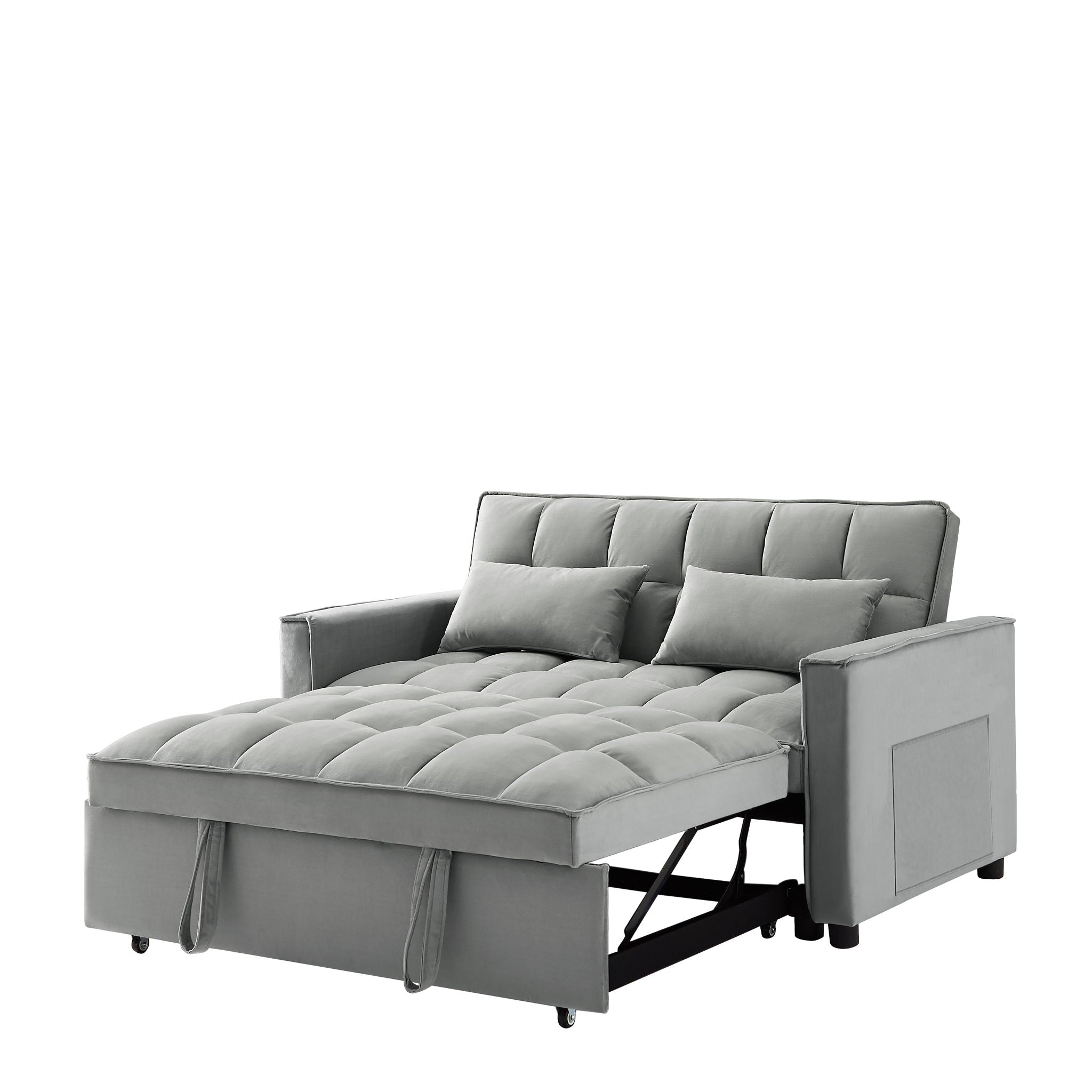 Modern Convertible Velvet Futon Loveseat With Sleeper Bed Function