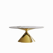 Modern Luxury Marble Dining Table Set Oval Kitchen Table With Stainless Steel Base - Gold / White Print