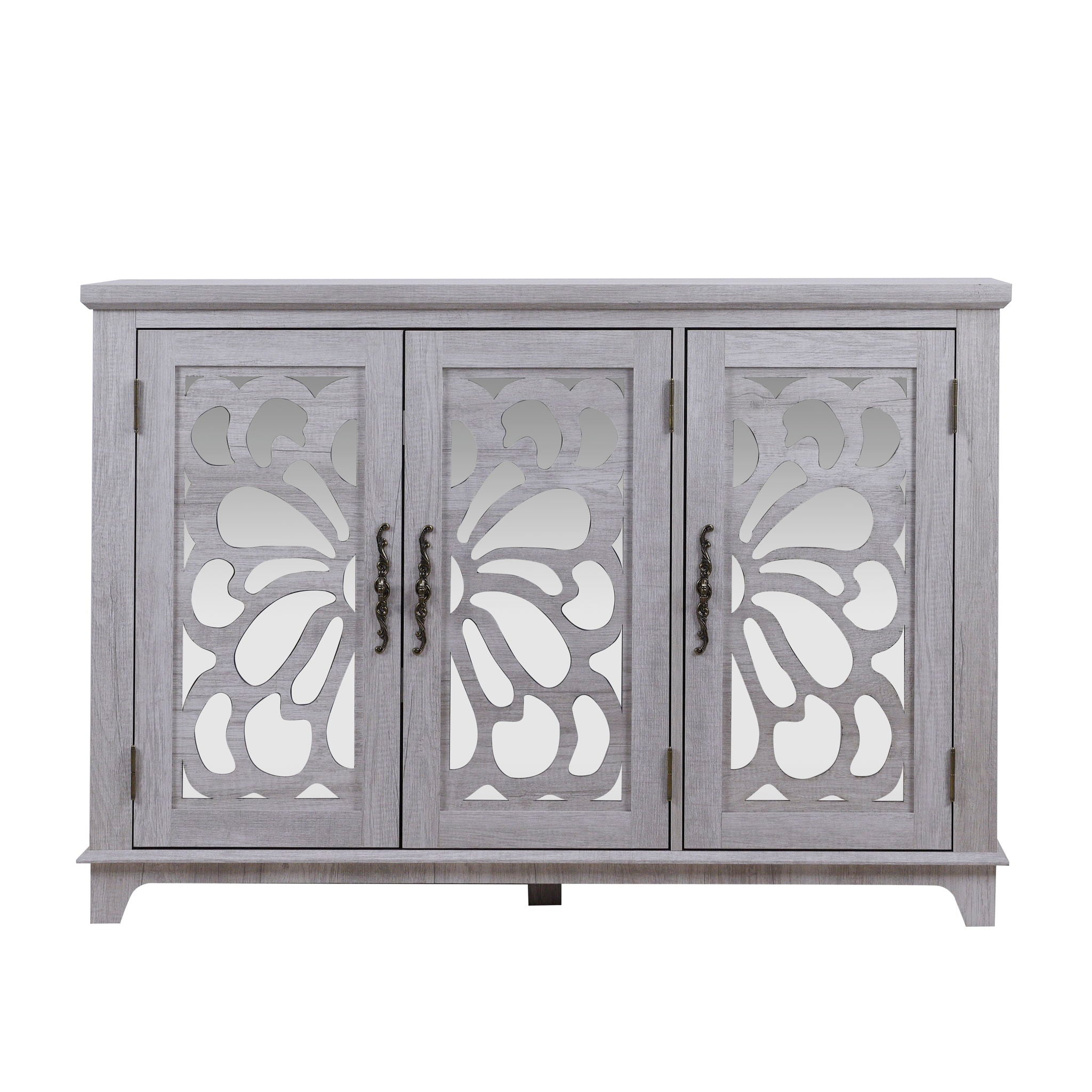 3 Door Mirrored Sideboard Cabinet With Adjustable Shelves