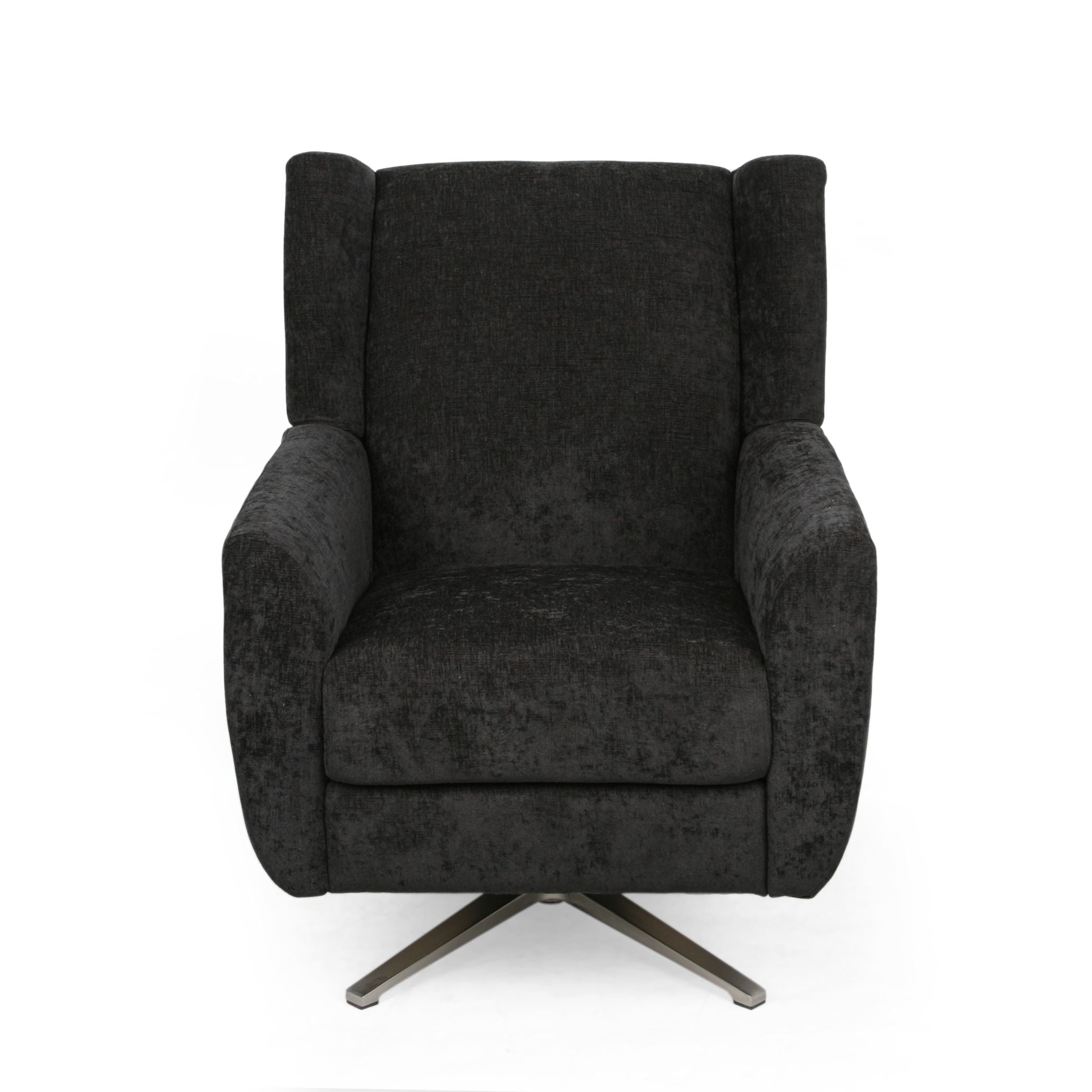 Contemporary Swivel Chair With Wingback Design - Black