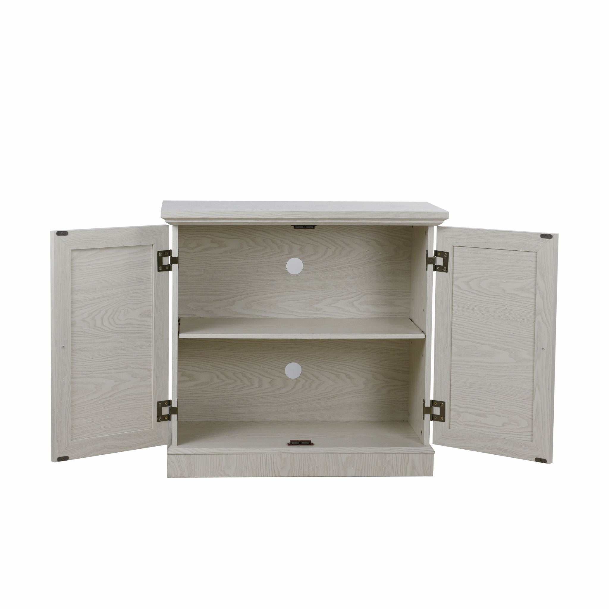 Sideboard Cabinet With Mirrored Doors, Adjustable Shelf, Metal Handles