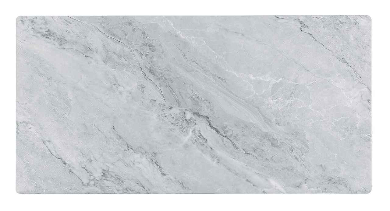 Landon 47"W Coffee Table with Glass Gray Marble Texture Top and Bent Wood Design