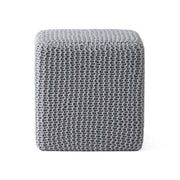 Chabani - Indoor Modern Knitted Fabric Cube Pouf Ottoman - Light Gray
