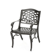 Luminea - Outdoor Aluminum Dining Chair With Scroll Design, Lattice Pattern And Cabriole Legs - Bronze