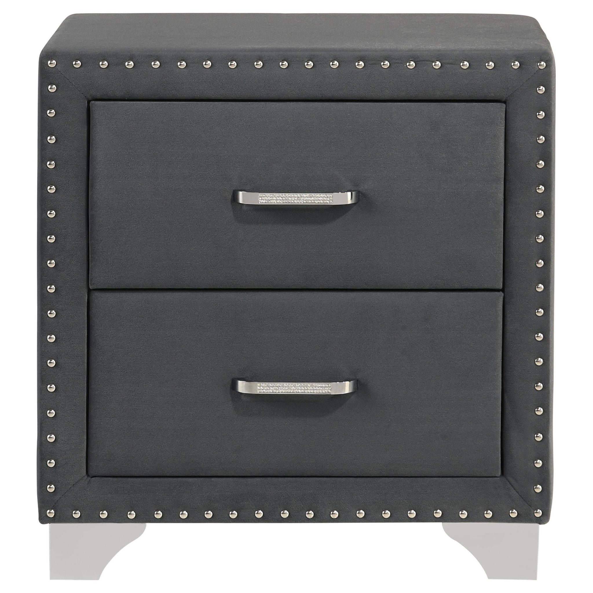 Melody Upholstered 2-drawer Nightstand Grey