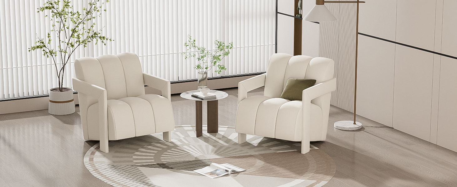 Modern Minimalist Leisure Armchair With L Shaped Armrests