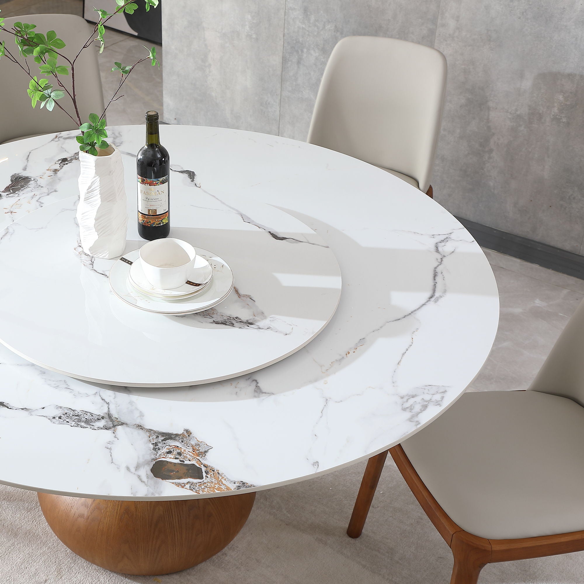 Round Modern Marble Dining Table With Chairs