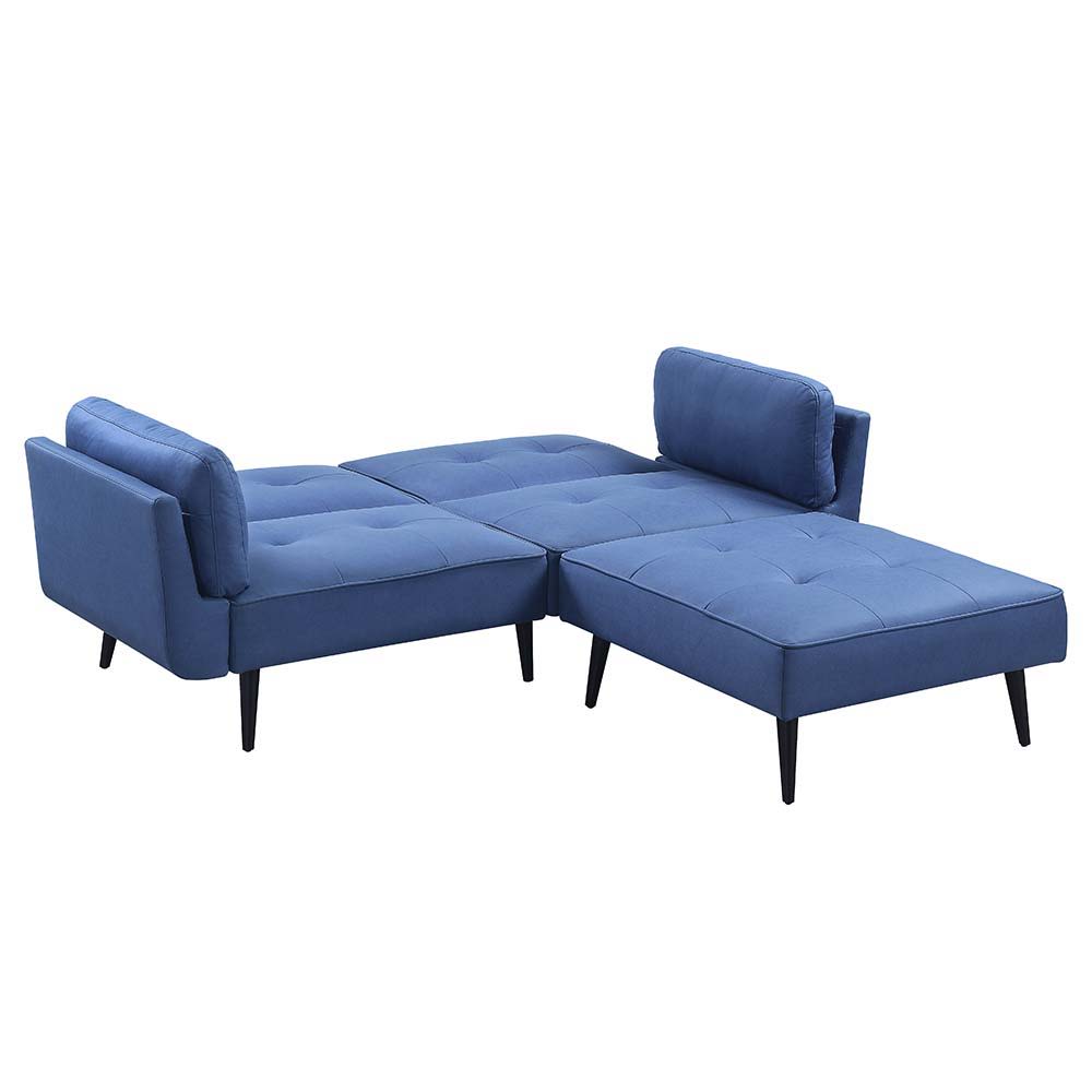 Nafisa - Adjustable Sofa & Ottoman - Blue Fabric