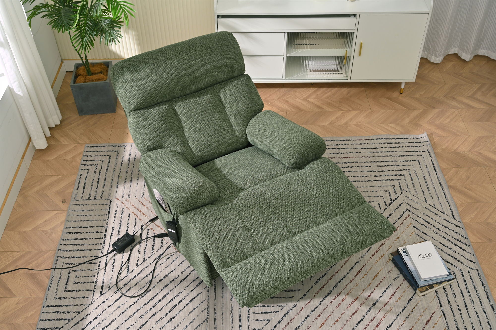 Oversized Power Lift Recliner Chai With Remote Control, Side Pocket, Spacious Seat
