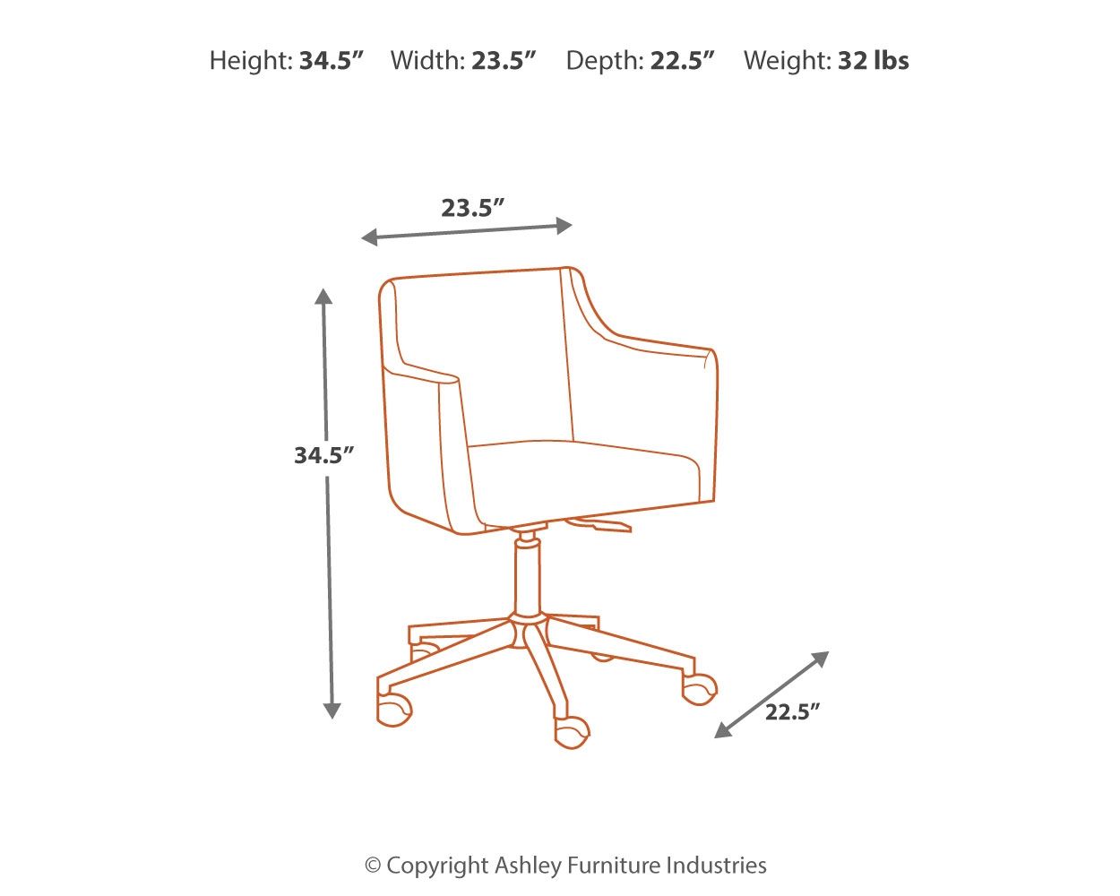 Ashley Furniture Baraga - White - Home Office Swivel Desk Chair | Meri Furniture