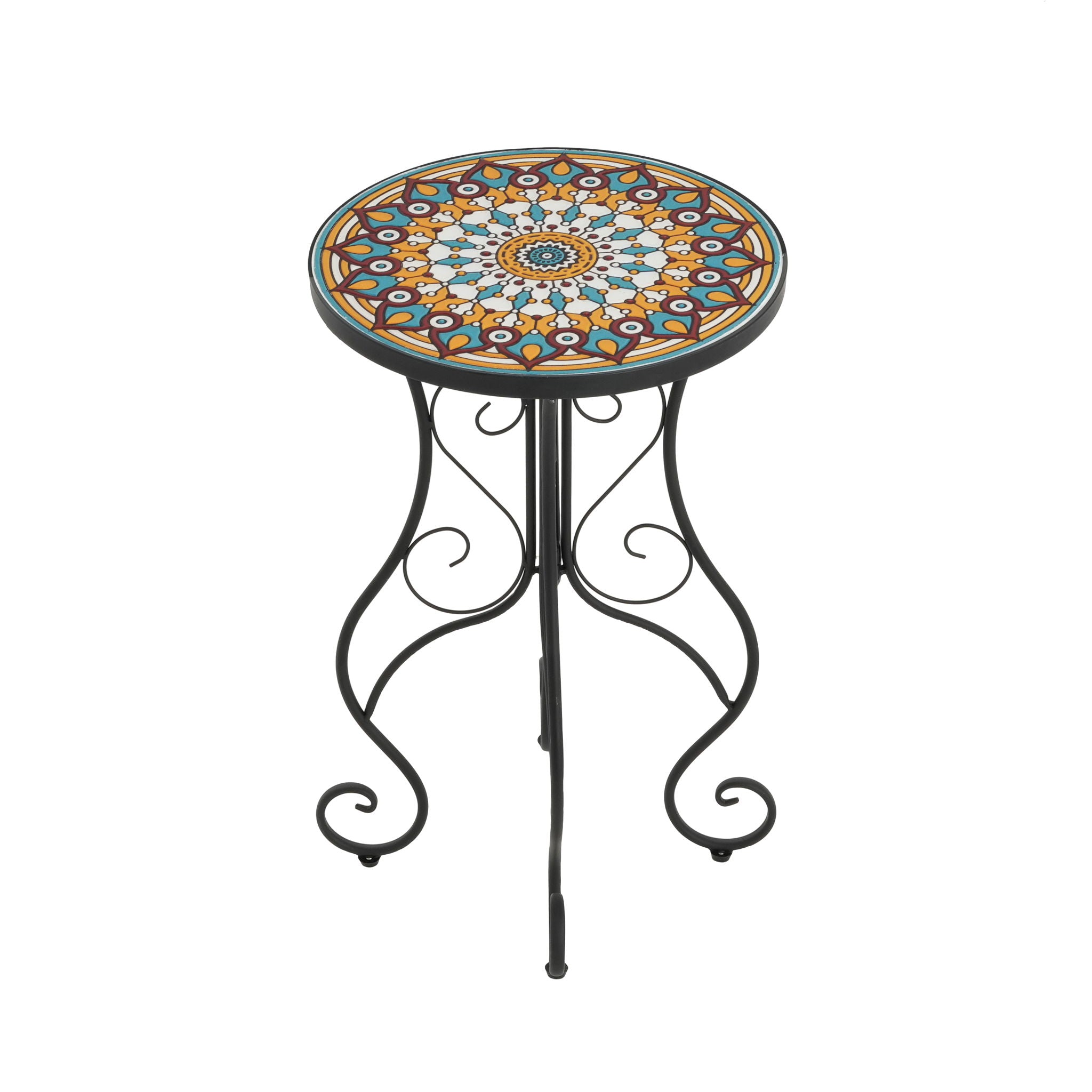 Colorful Outdoor Side Table With Ceramic Tile Top
