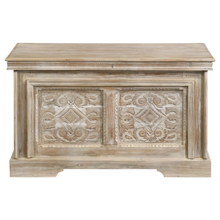 Coaster Fine Furniture Nilay - Wood Storage Trunk - White Washed And Black | Meri Furniture