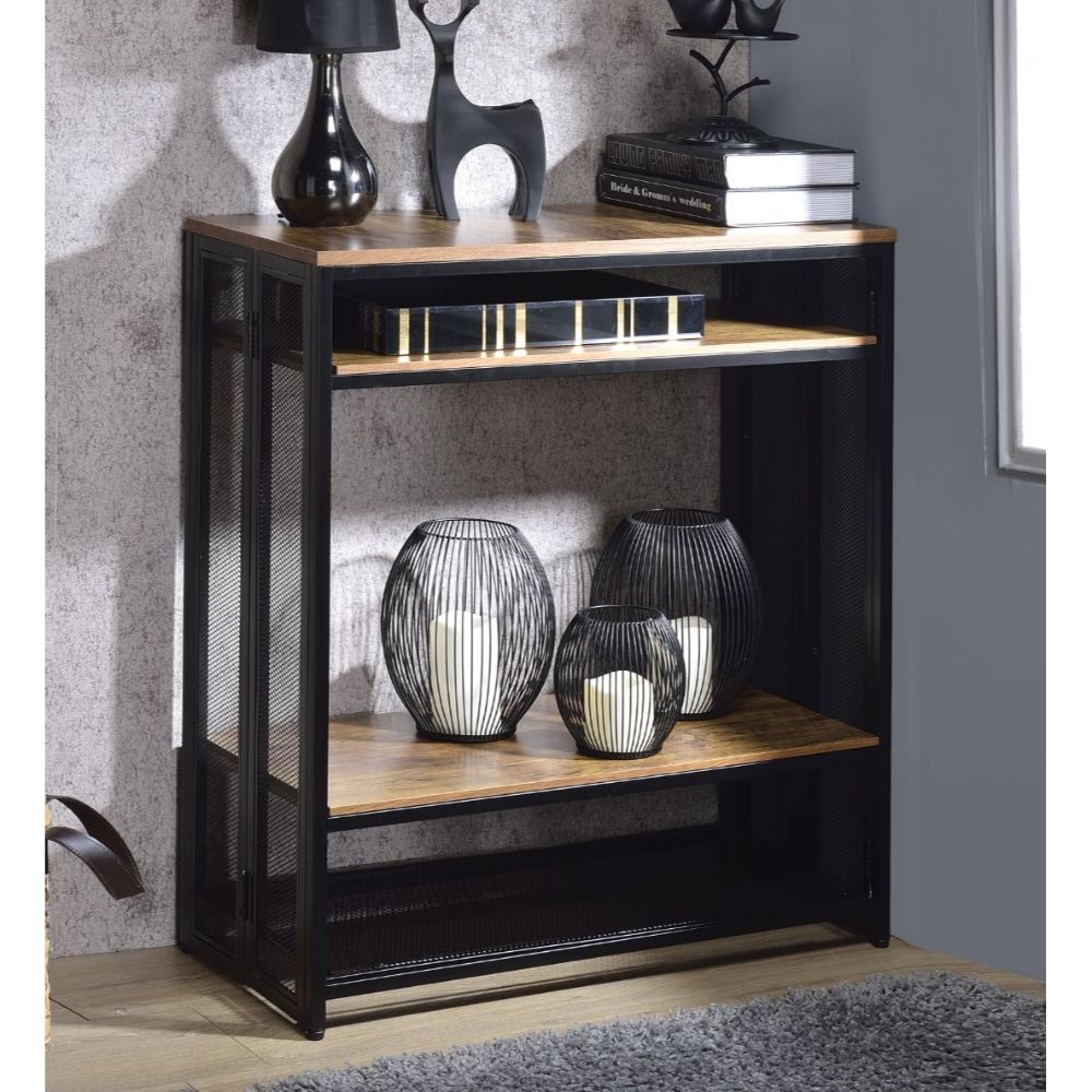 ACME Winam - Accent Table - Antique Oak & Black | Meri Furniture