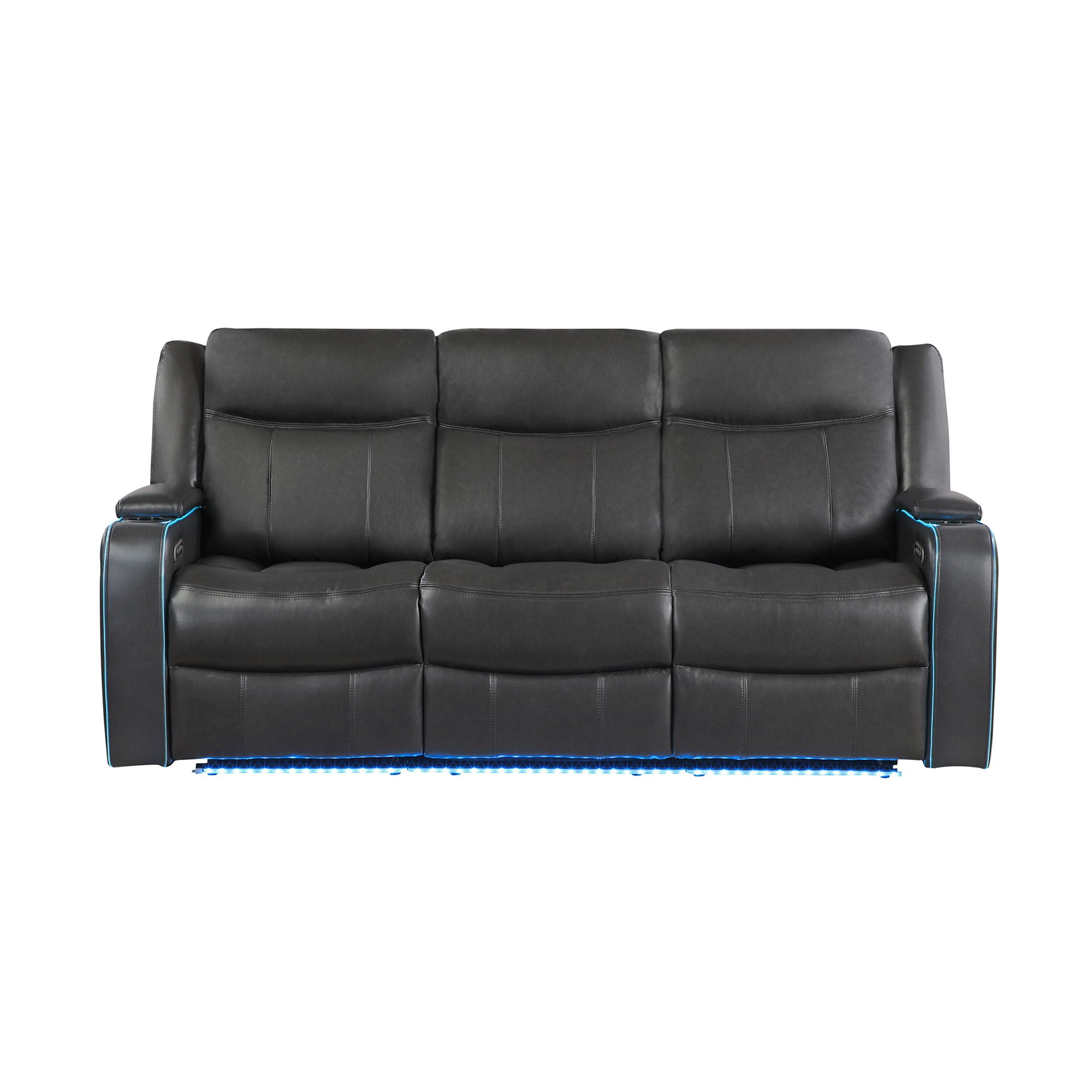 Blanca - Power Reclining Sofa With LED Lights And Power Headrest Frame - Charcoal
