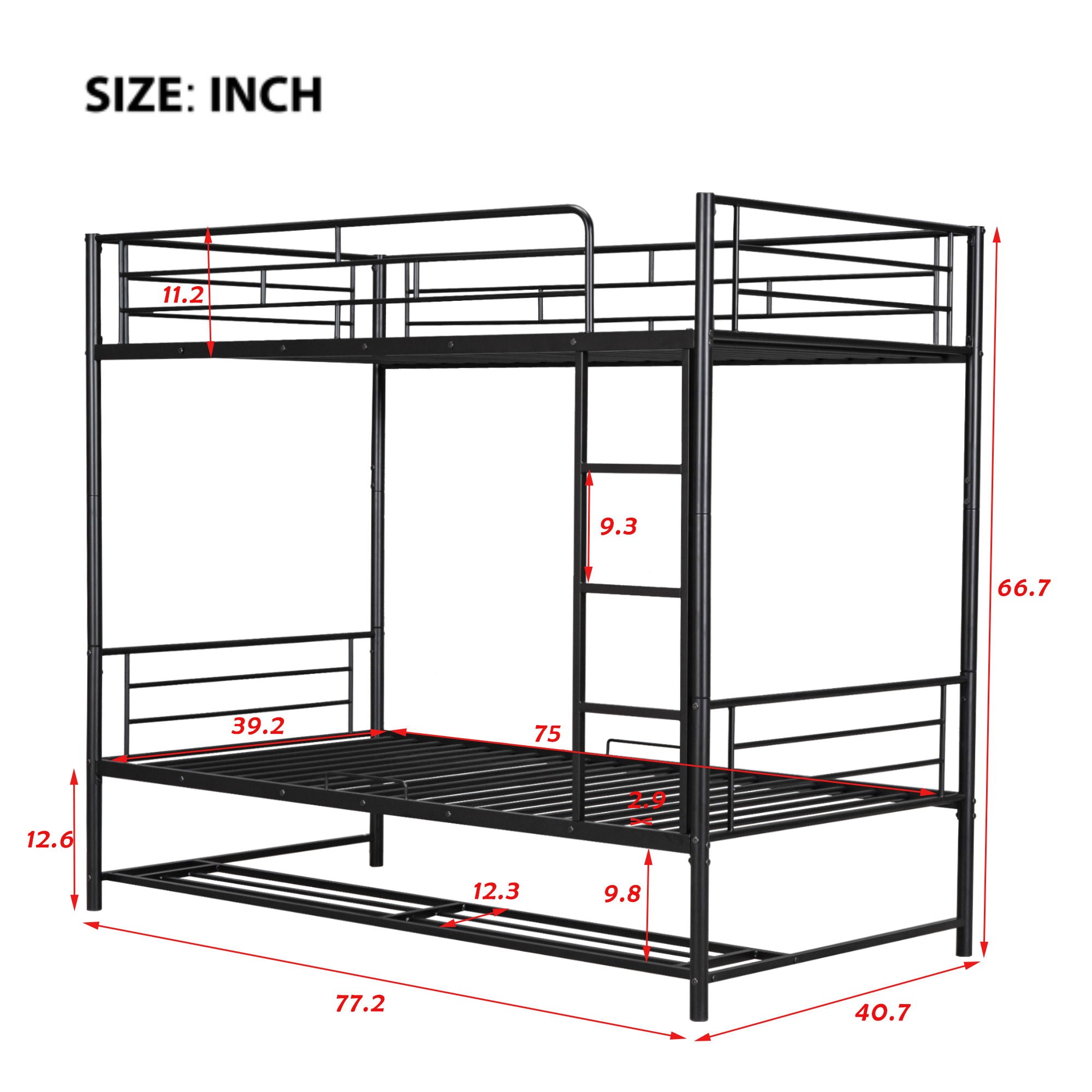 Metal Bunk Bed & Shelf And Guardrails