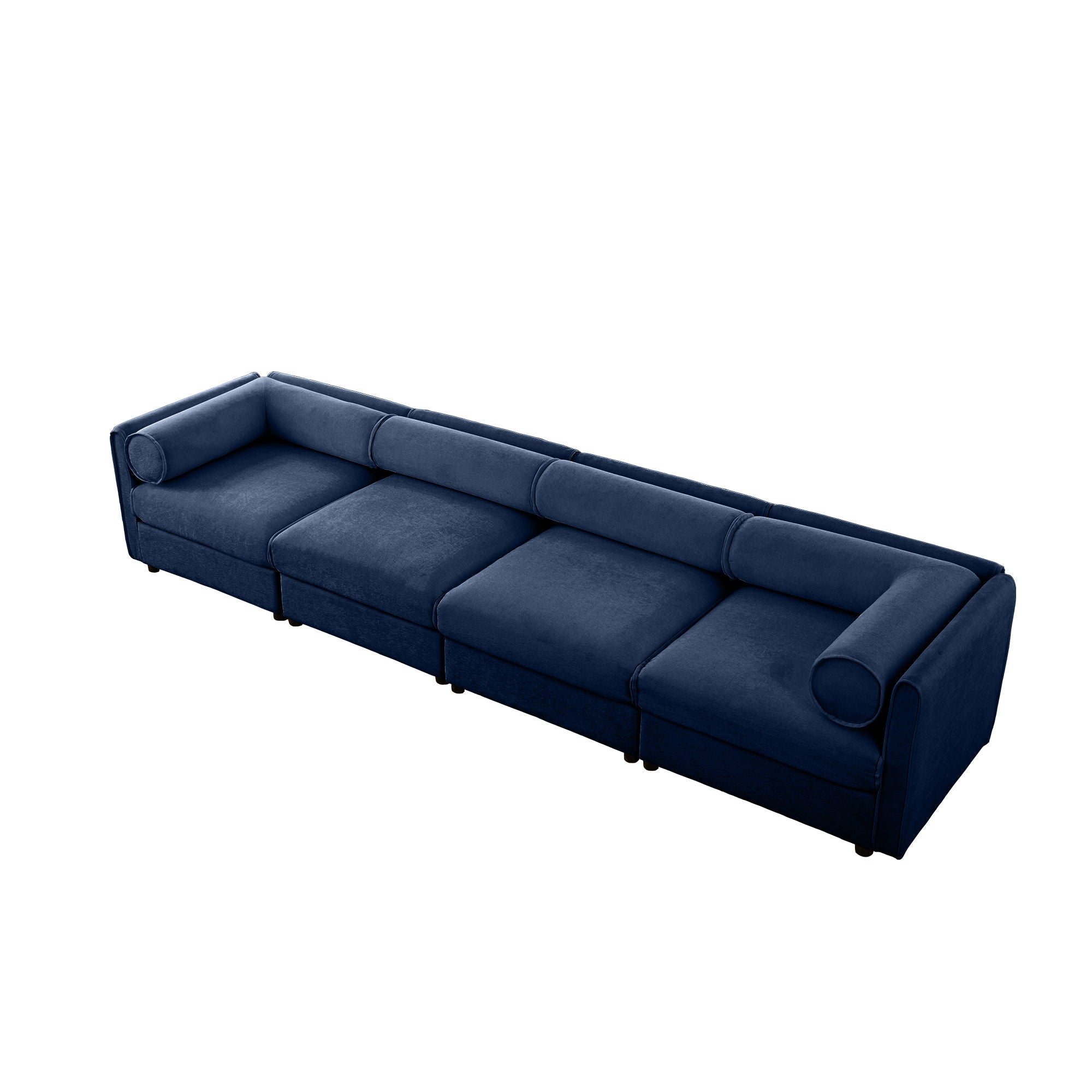 Stylish Chenille Sofa With Storage Seat And Cylindrical Backrest