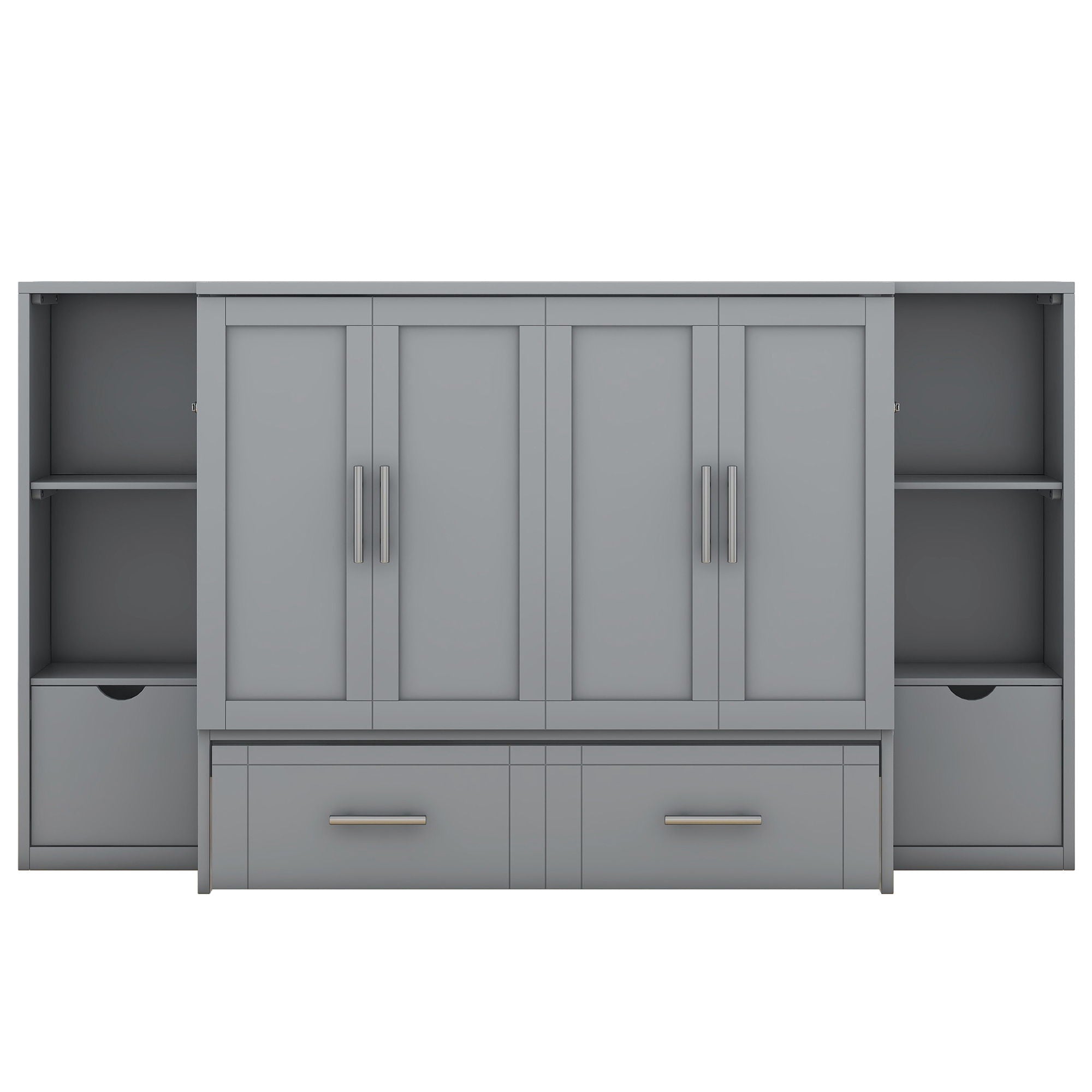 Murphy Bed With Shelves, Drawers And USB Ports