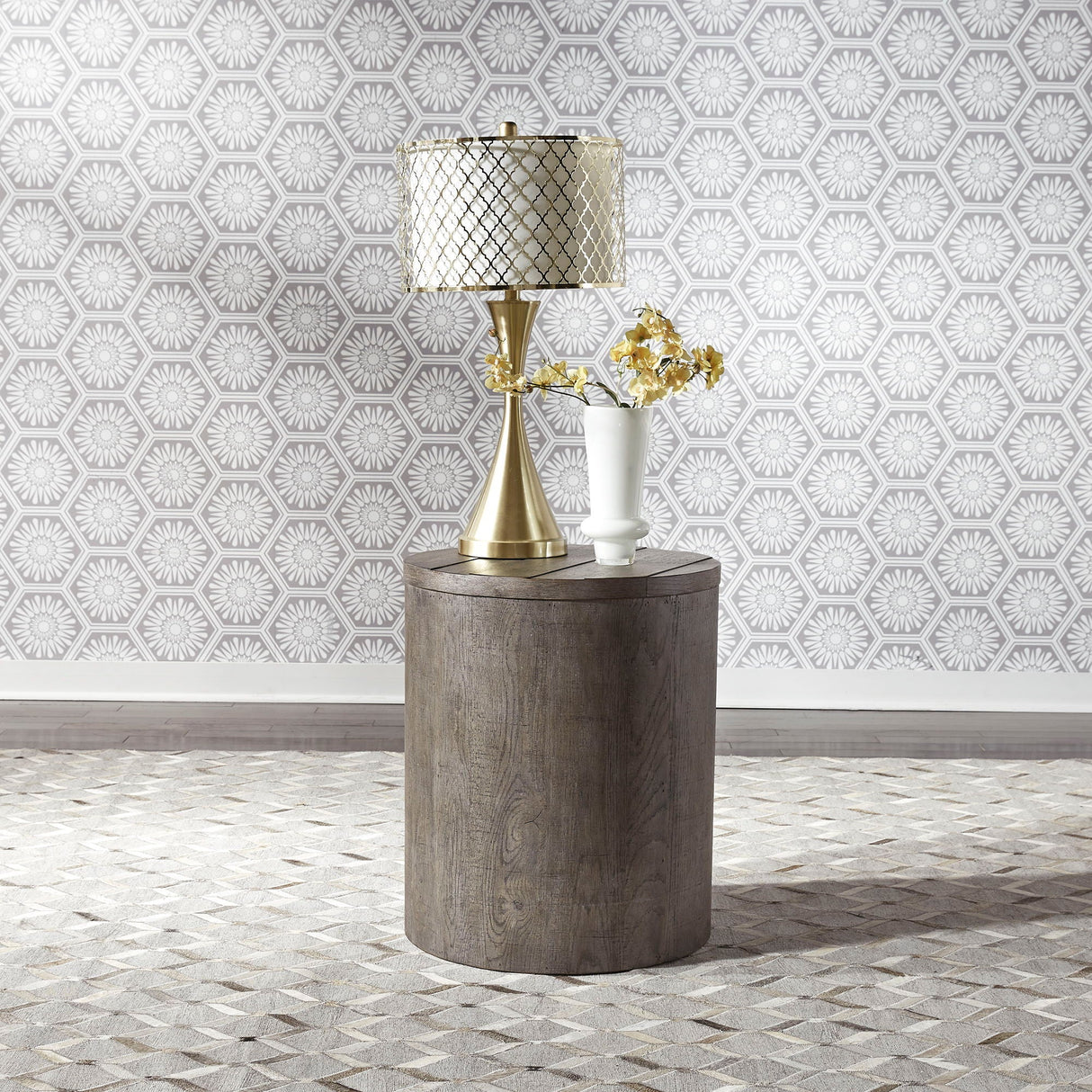 Liberty Furniture Modern Farmhouse - Drum End Table | Meri Furniture
