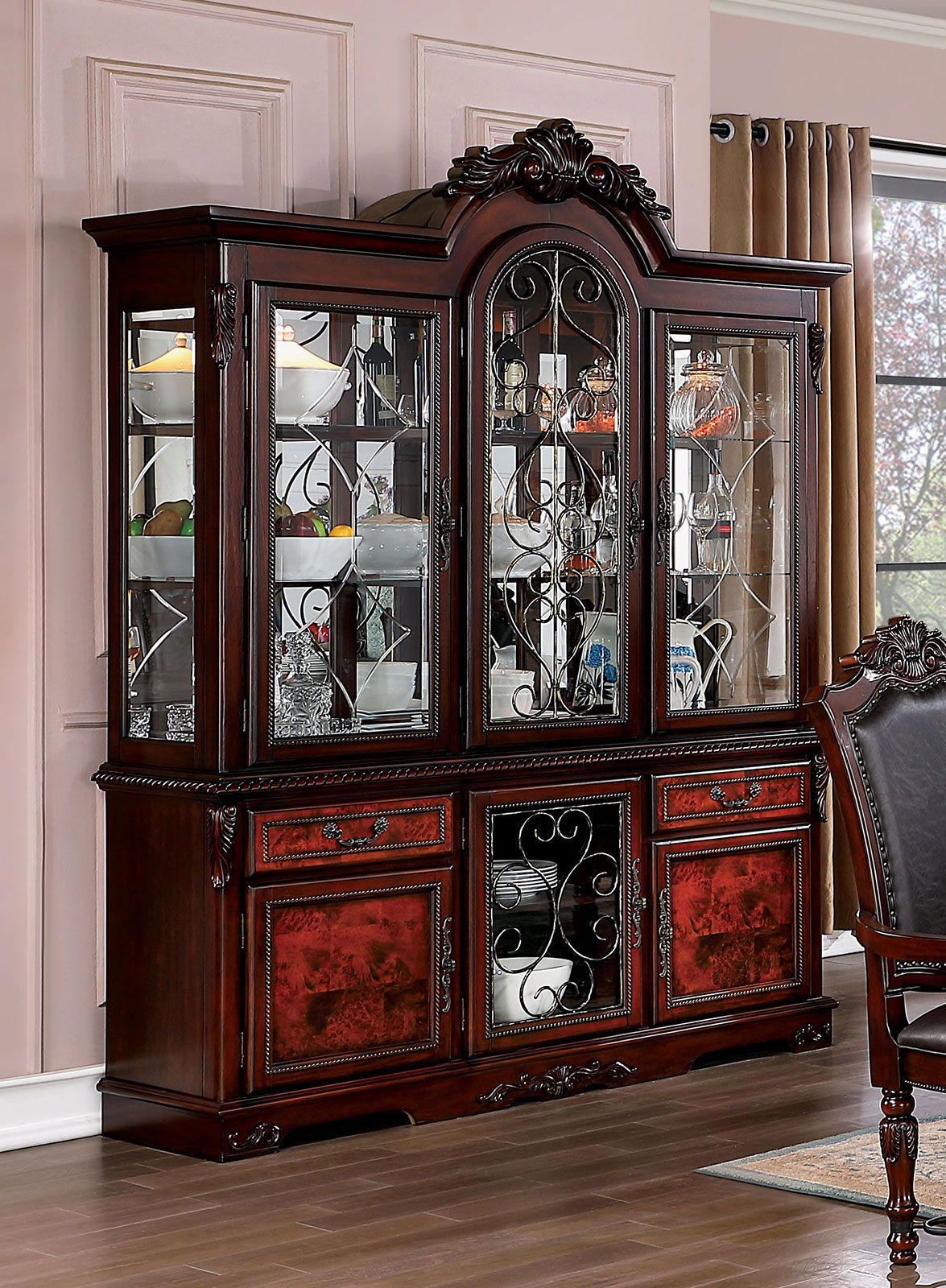 Picardy - Hutch & Buffet - Brown Cherry