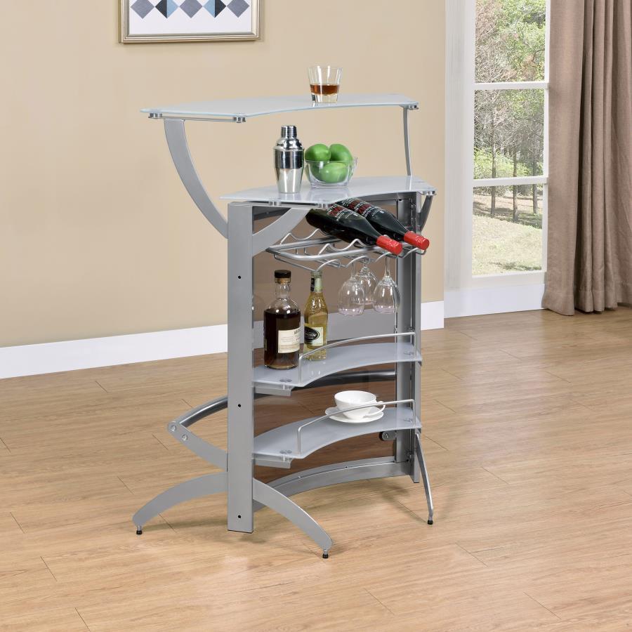 Coaster Fine Furniture Dallas - 2-Shelf Curved Freestanding Home Bar Cabinet | Meri Furniture