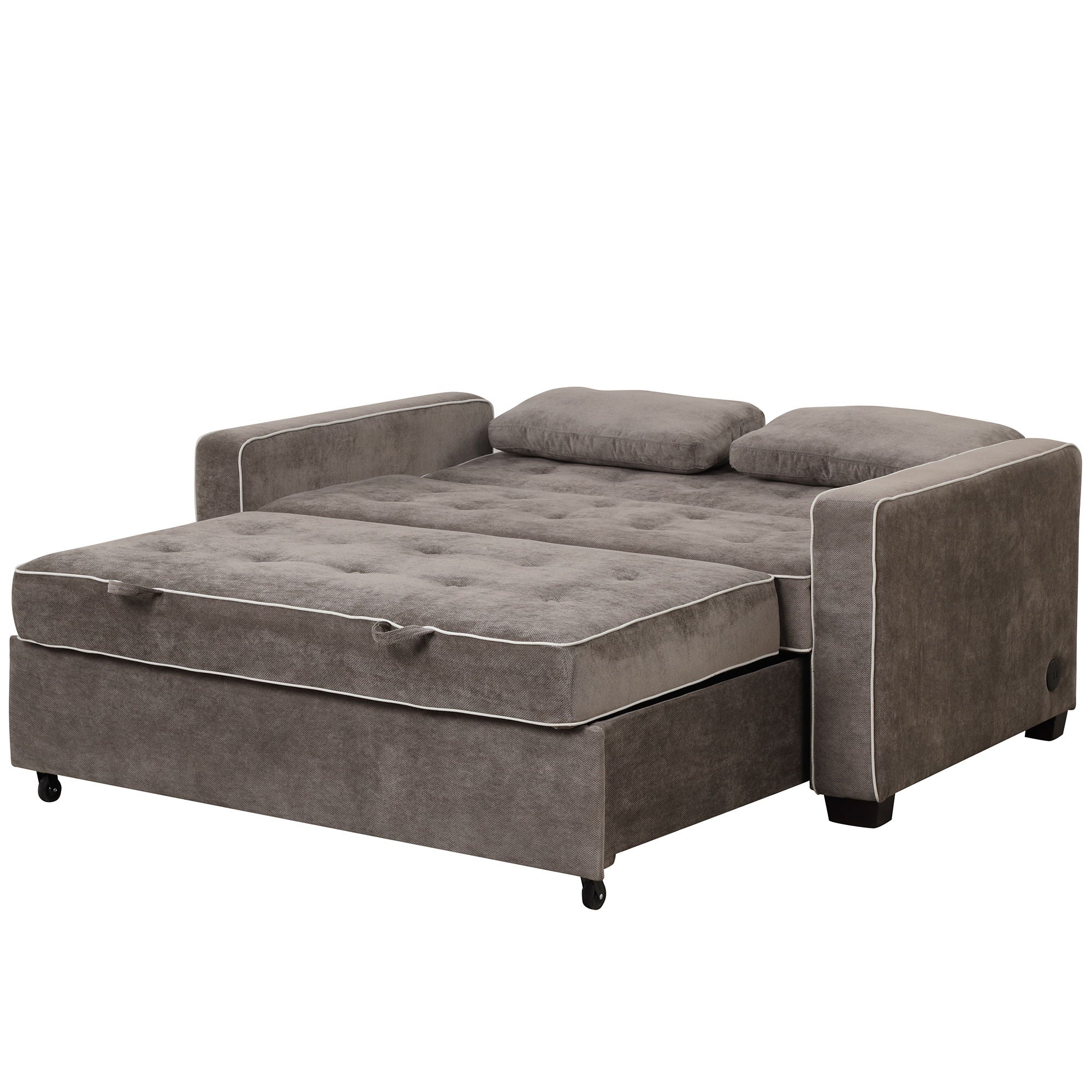 Upholstered Sleeper Bed Sofa With Dual USB Charging, Adjustable Backrest