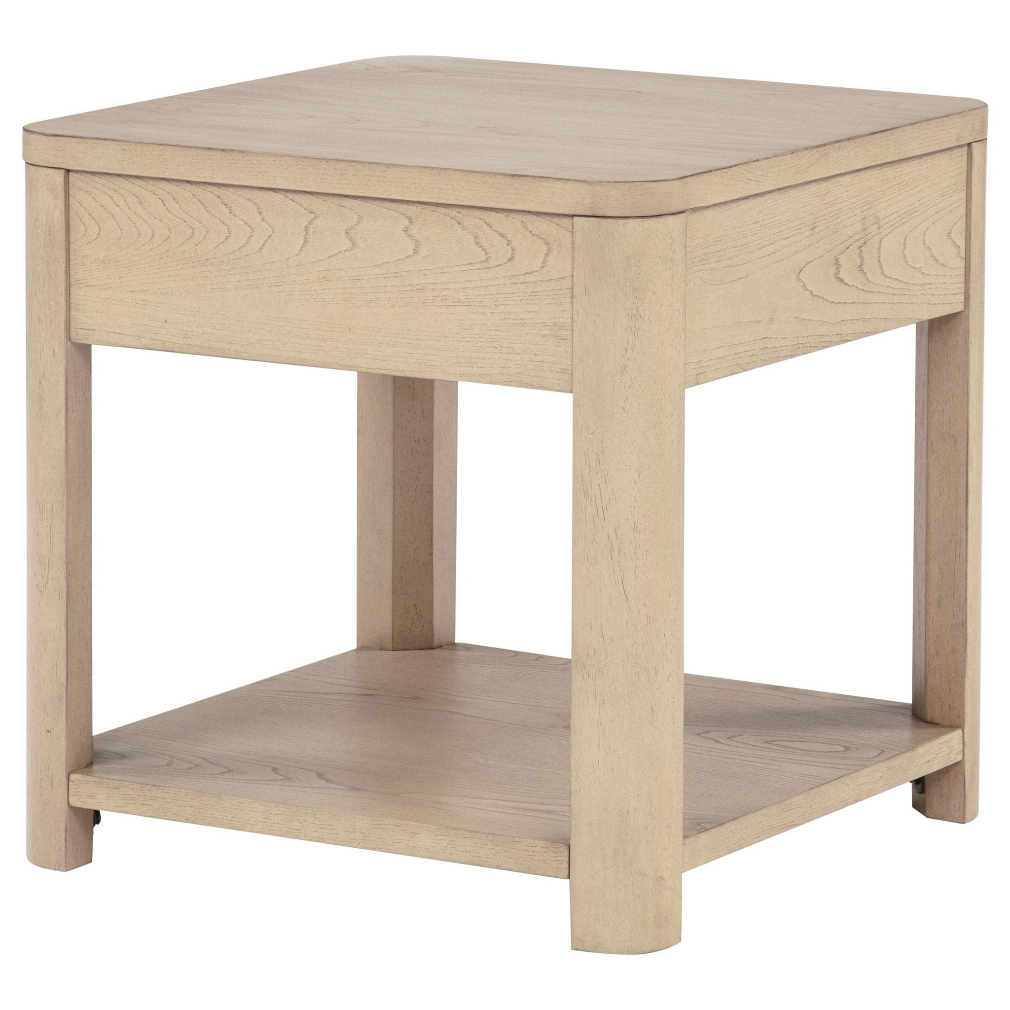 Marcelo Wood End Table with Drawer and Shelf Light Elm