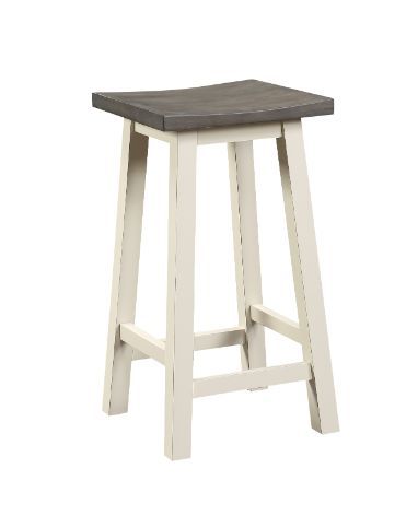 ACME Yobanna - Counter Height Set - Gray Oak & Antique White Finish | Meri Furniture