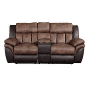 ACME Jaylen - Loveseat - Toffee & Espresso Polished Microfiber | Meri Furniture
