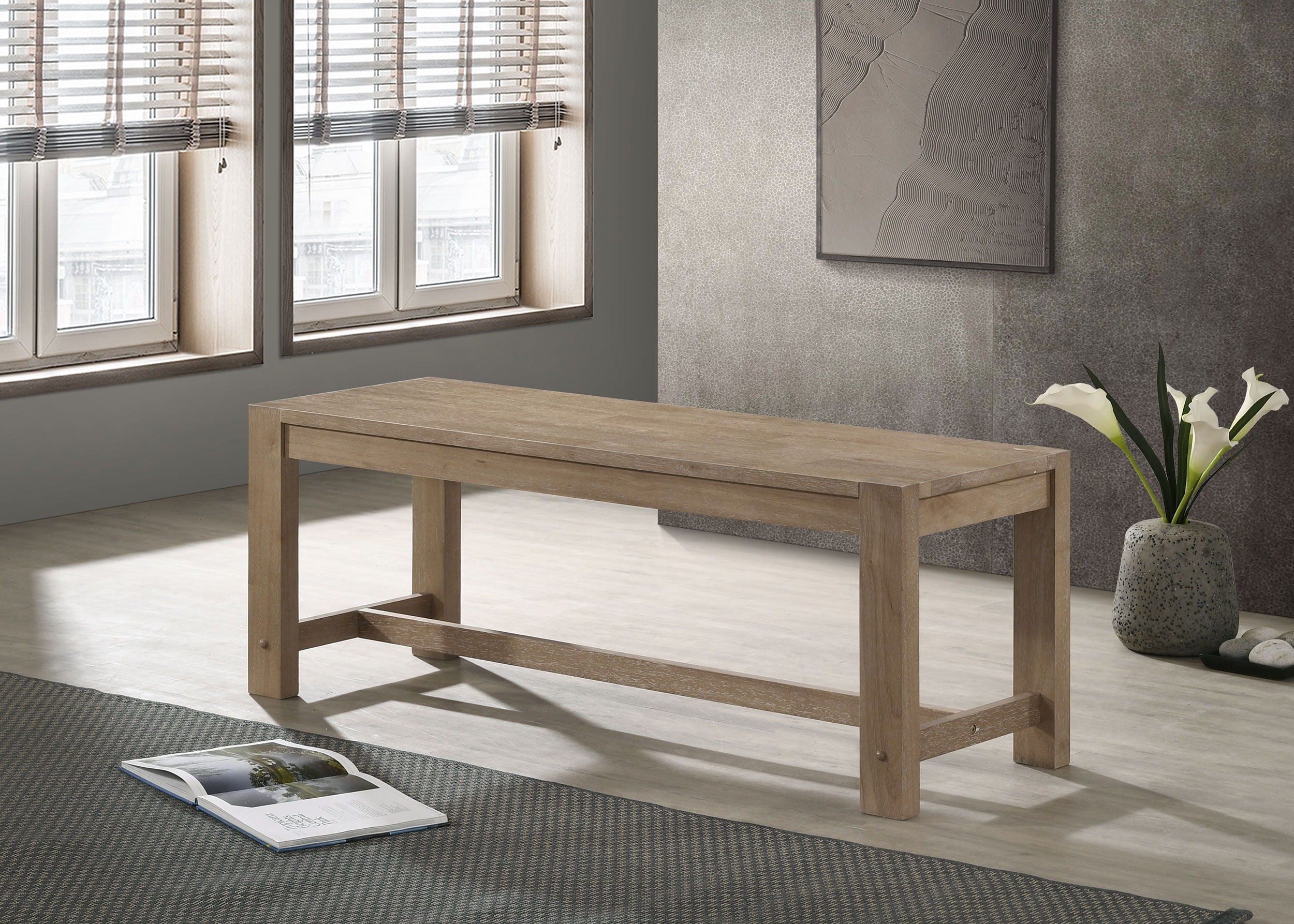 Coaster Fine Furniture Scottsdale - Wood Trestle Base Dining Bench - Washed Brown | Meri Furniture