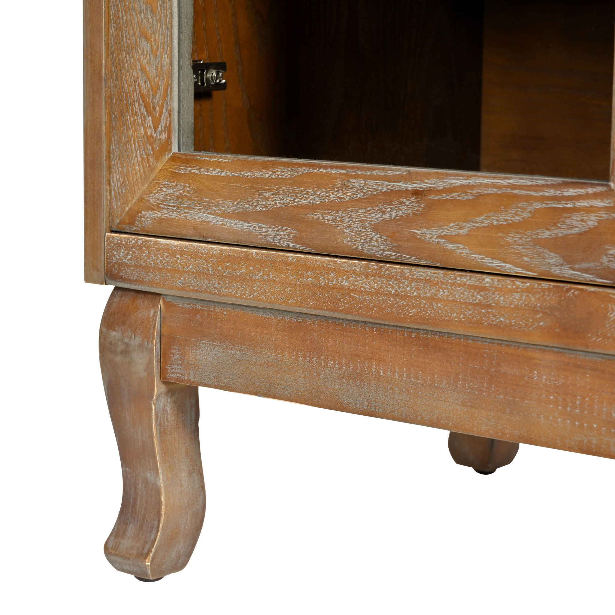 Retro Industrial 4 Door Sideboard With Large Storage, Rattan And Glass Doors