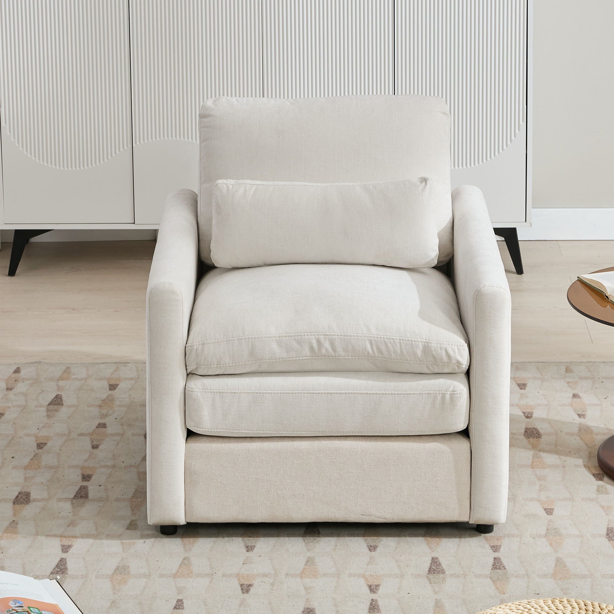 Cozy Upholstered Plush Cushion Armchair For Living Room