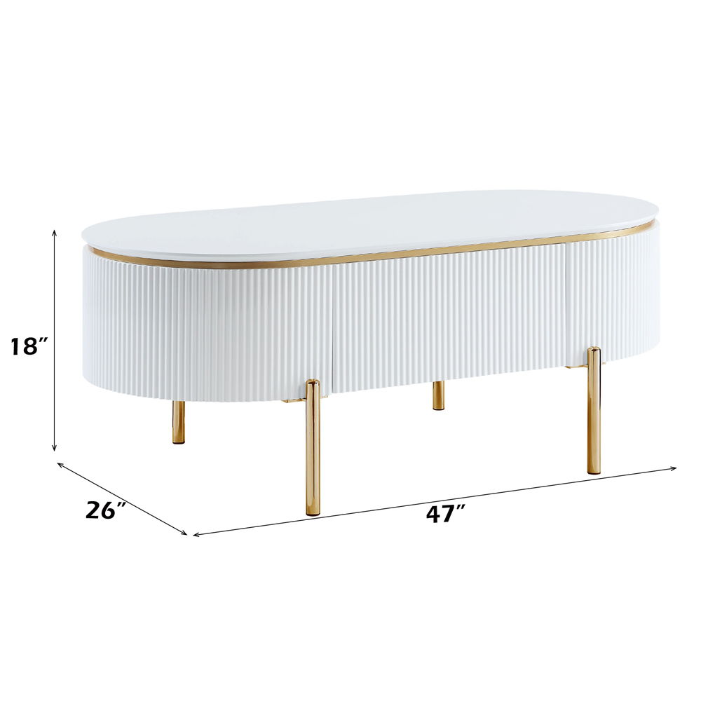 Daveigh - Coffee Table - White High Gloss & Gold