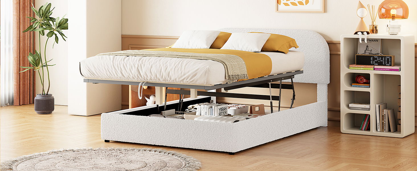 Upholstered Platform Bed With Hydraulic Storage System