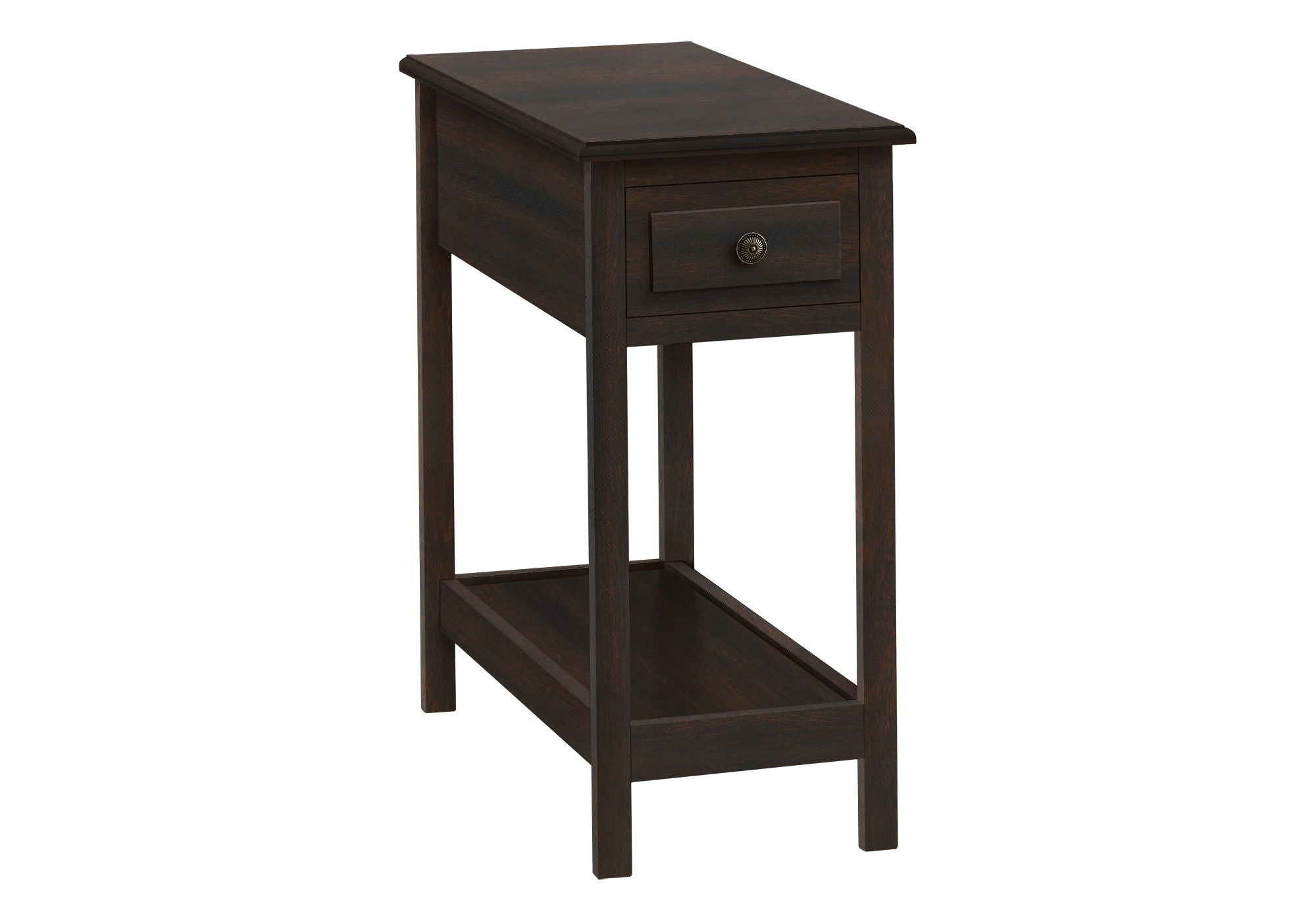 Accent End Table, 2 Tier, Storage Drawer, Transitional - Walnut