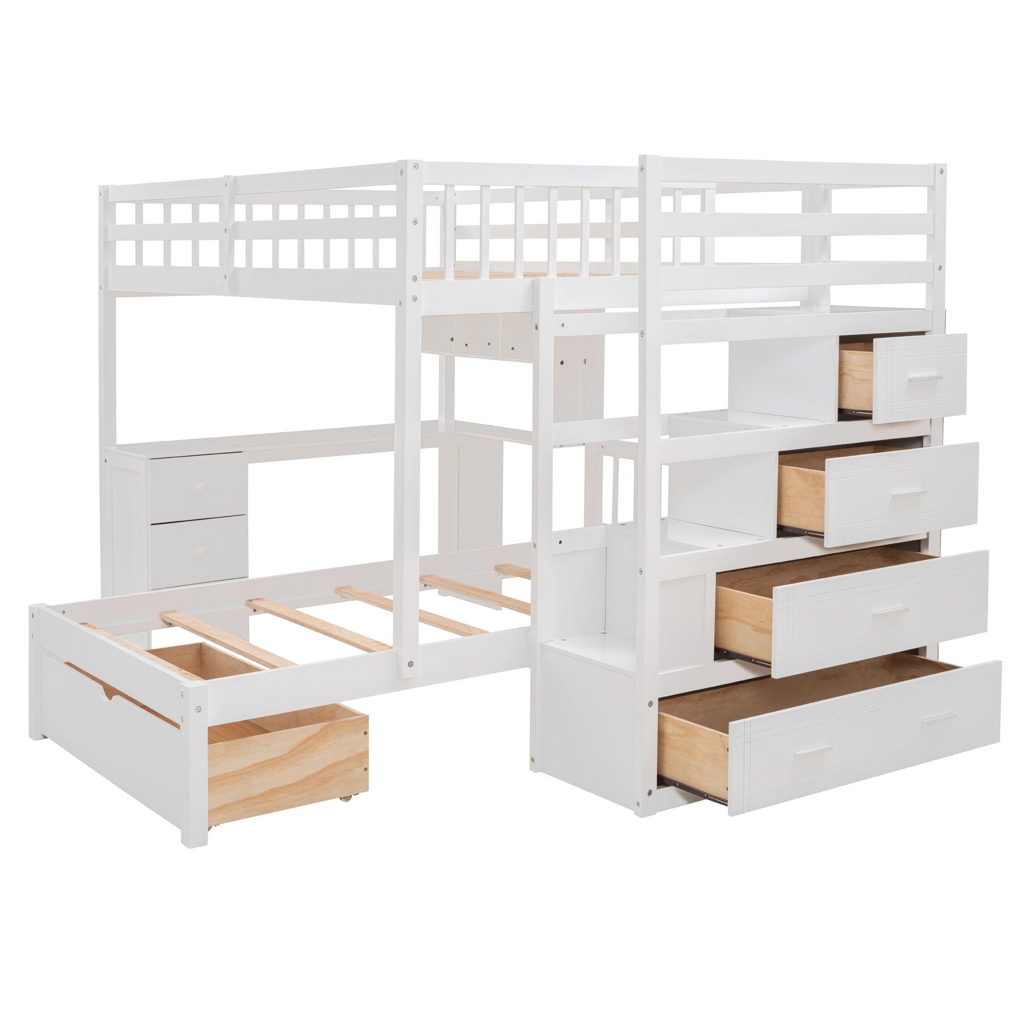 Bunk Bed With Desk, Drawers And Shelves