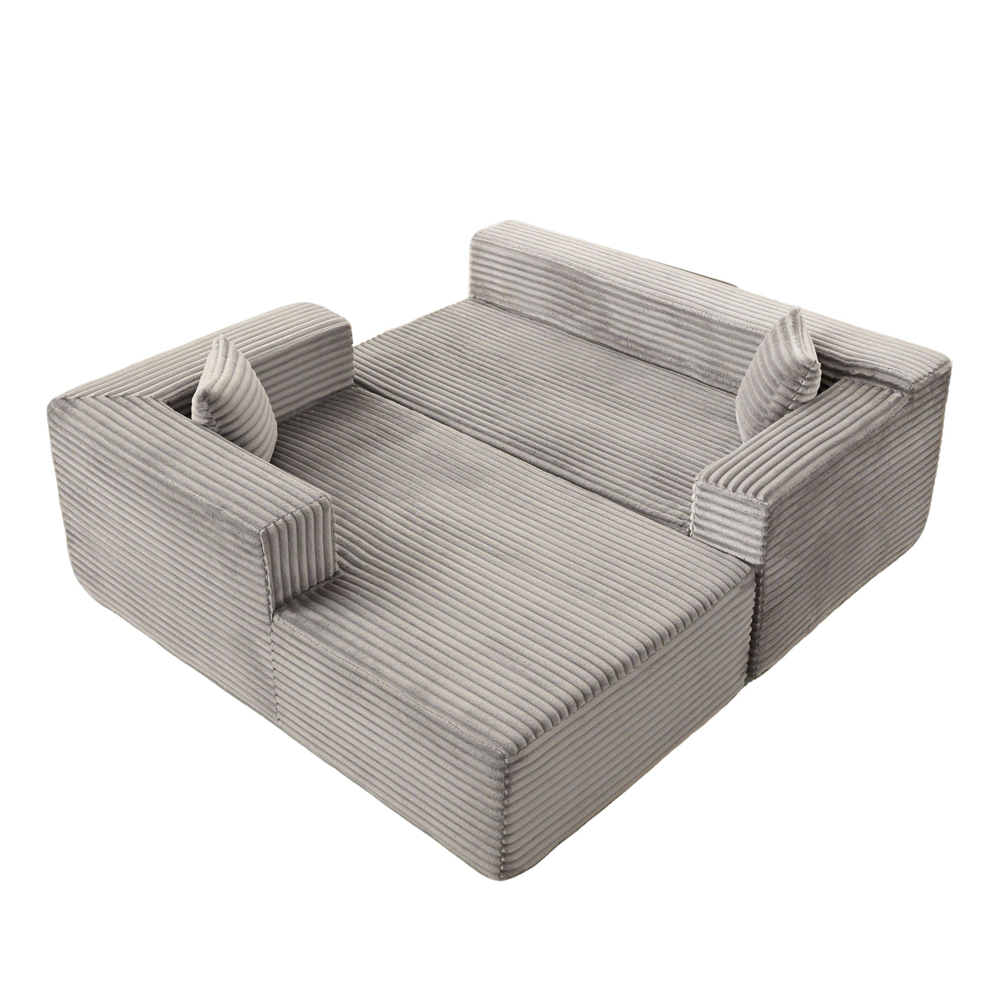 Compression Sectional Couch With Comfy Chaise, Boneless L Shape Sofa With Deep Seat