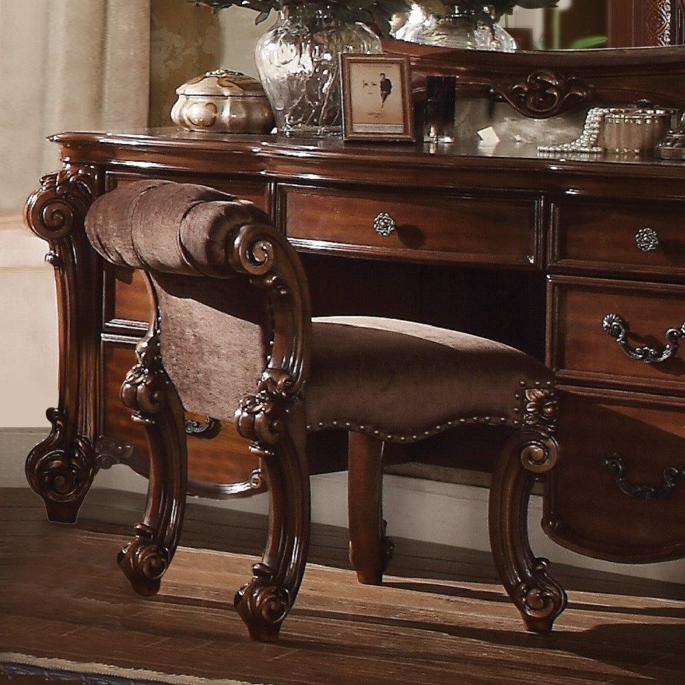 Create an elegant, traditional design in your bedroom with the Vendome vanity stool.