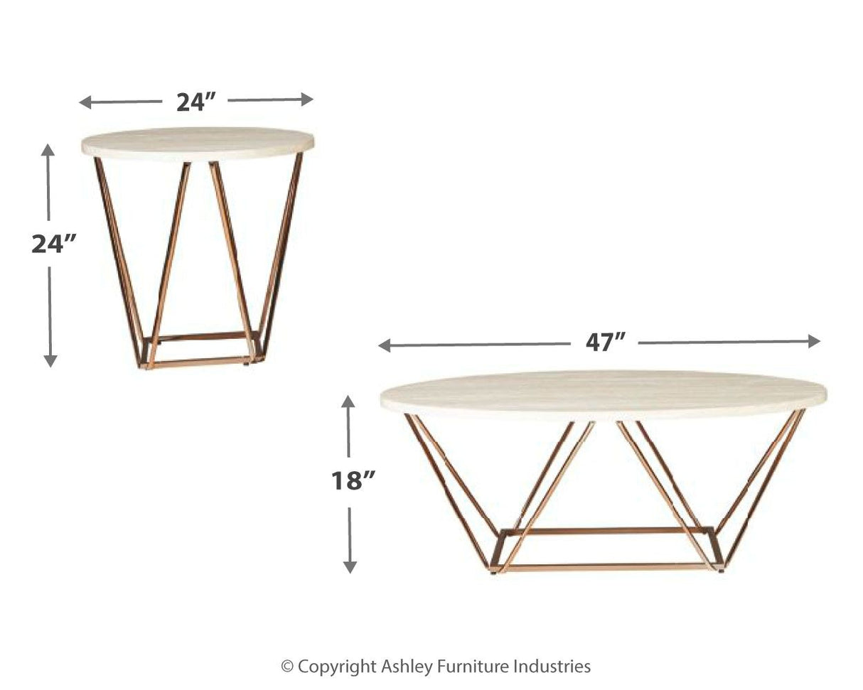Ashley Furniture Tarica - White / Metallic - Occasional Table Set (Set of 3) | Meri Furniture