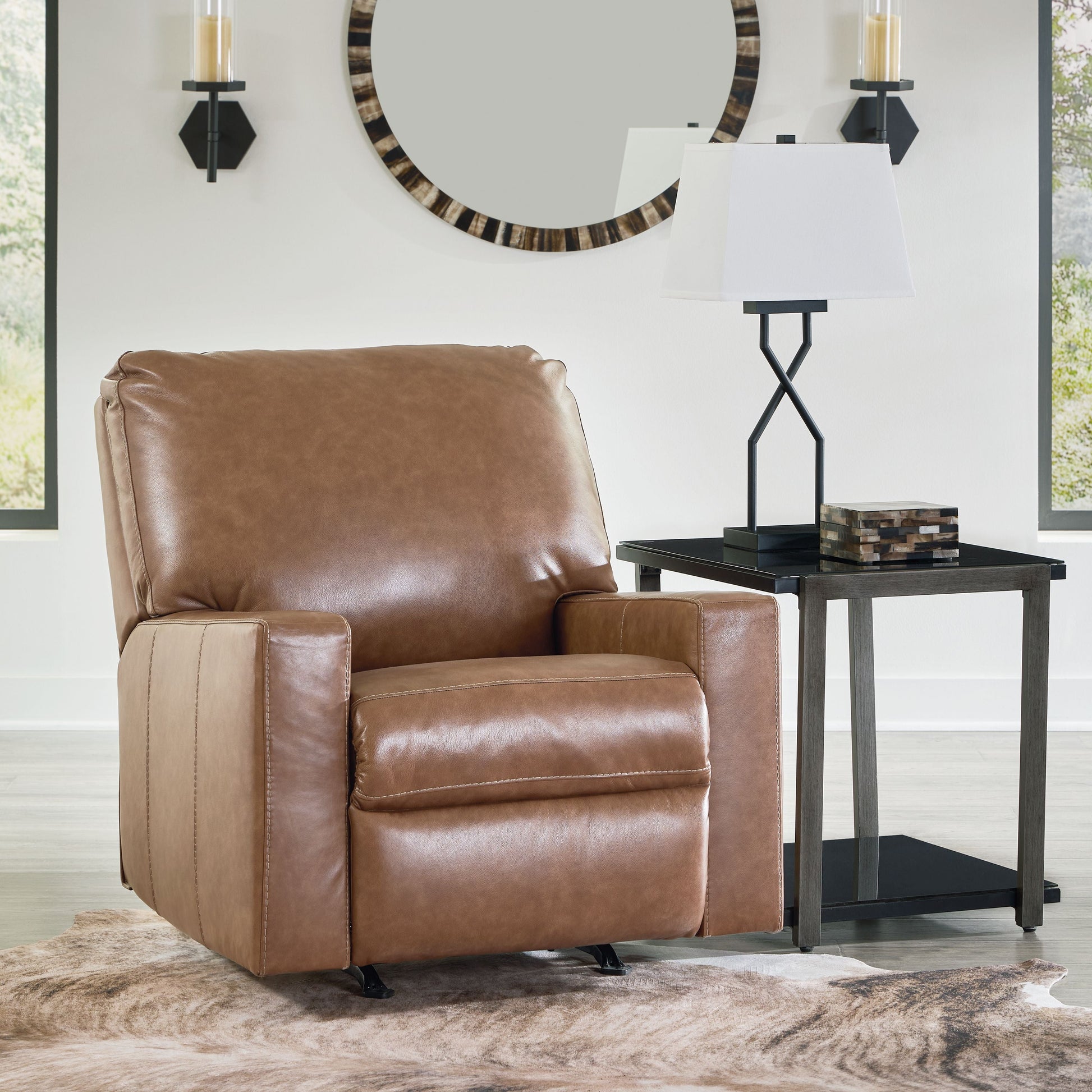 Signature Design by Ashley® Bolsena - Caramel - Rocker Recliner | Meri Furniture
