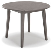 Signature Design by Ashley® Shullden - Gray - Round Drm Drop Leaf Table | Meri Furniture