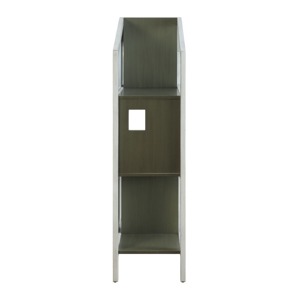 ACME Doll - Cottage Bookshelf - Weathered White & Washed Gray - 50" | Meri Furniture