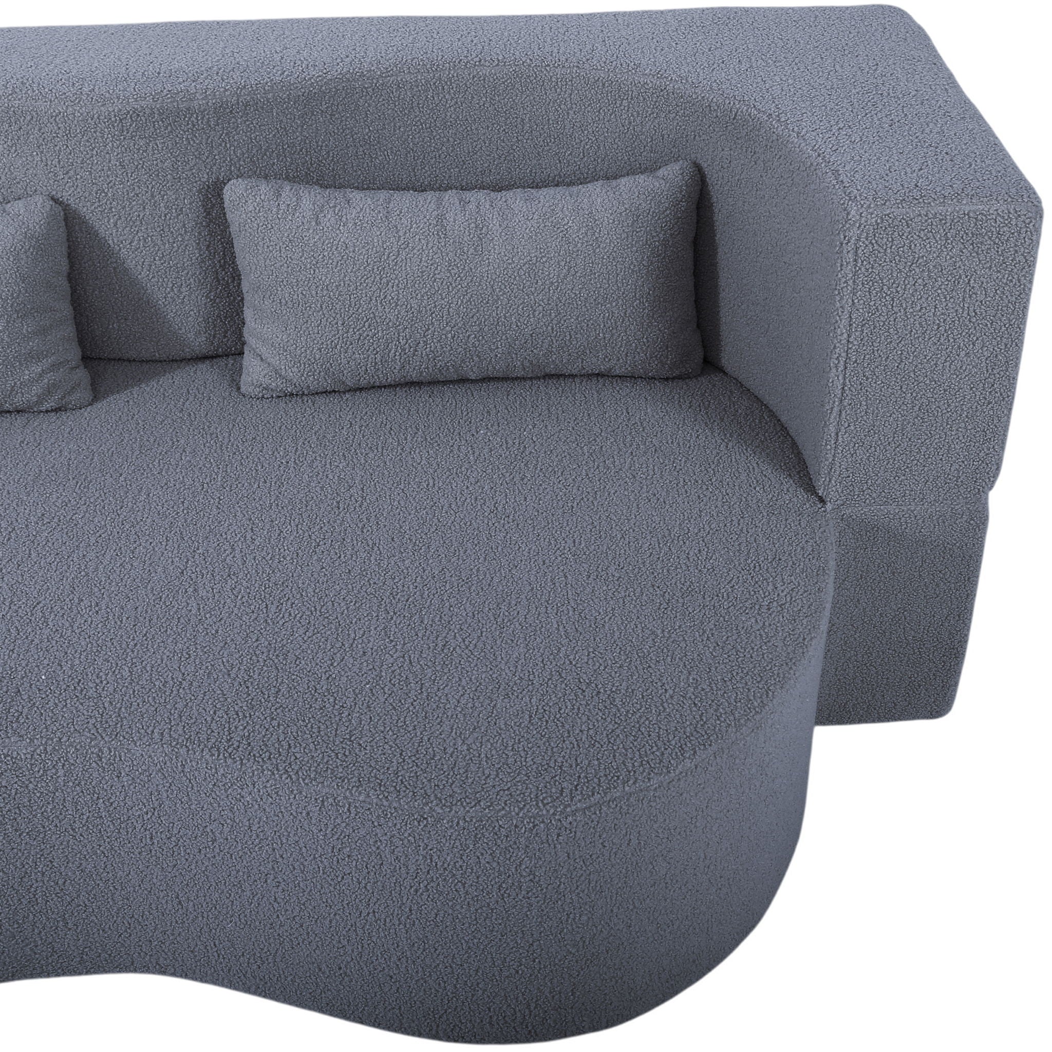 2 In 1 Convertible Full Size Folding Loveseat Couch With Soft Teddy Fabric