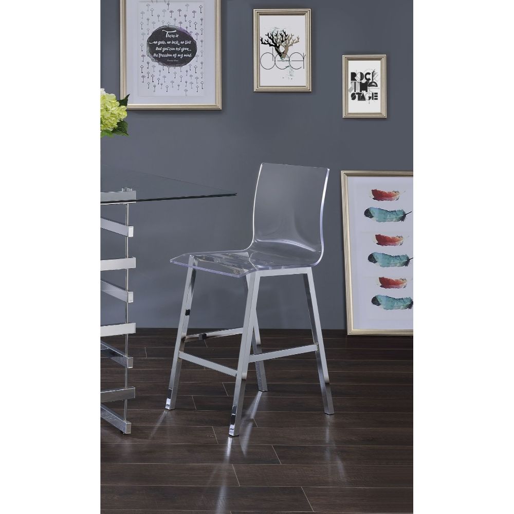 ACME Nadie - Bar Table - Oak & Chrome | Meri Furniture