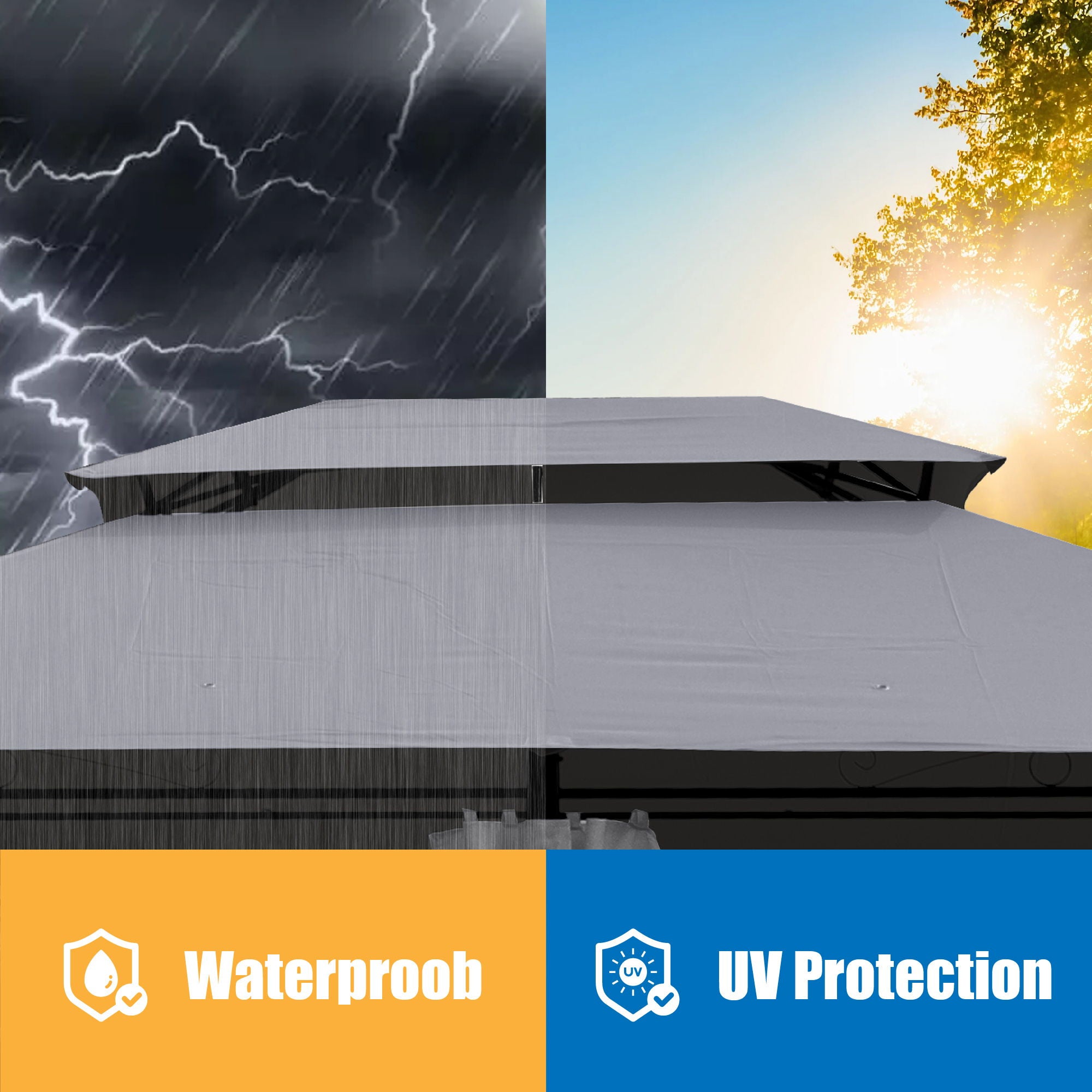 13 0 Ft Outdoor Patio Gazebo Canopy Tent With Ventilated Double Roof And Side Wall (Detachable Curtain Included On All Sides) Suitable For Lawn Garden Backyard And Deck - Gray