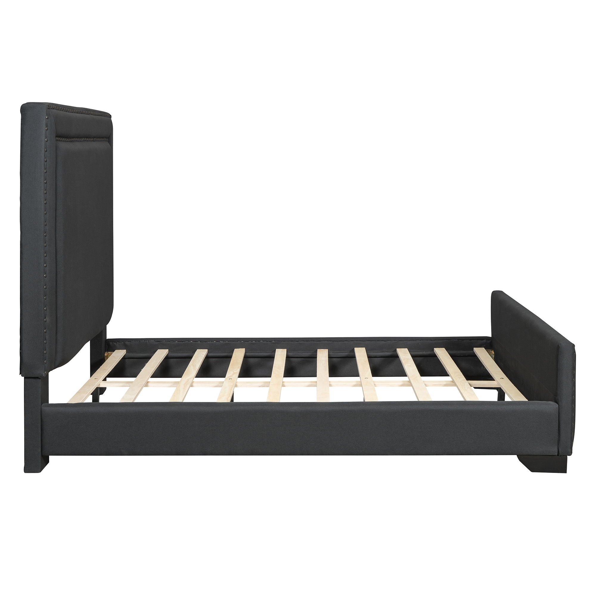 Upholstered Bed With Slats Support, No Box Spring Needed