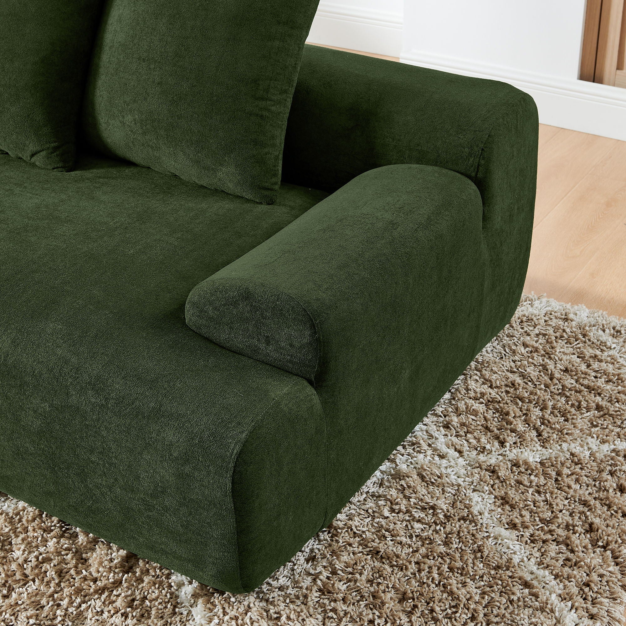 L-Shape Sectional Sofa, Modular Compressed Couch For Living Room Bedroom, 4 Seater - Green